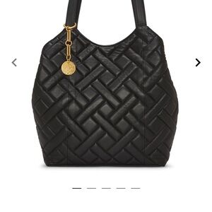 Vince Camuto Black Quilted Shoulder Bag with Gold Charm